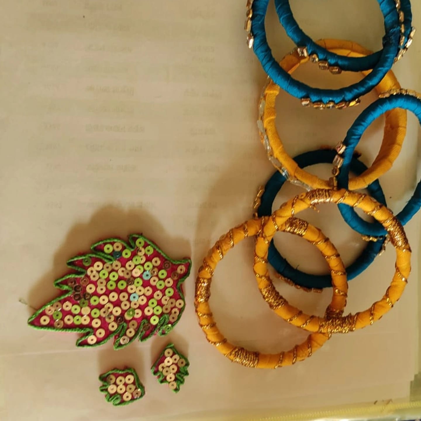 Handmade blue and yellow jewellery rings